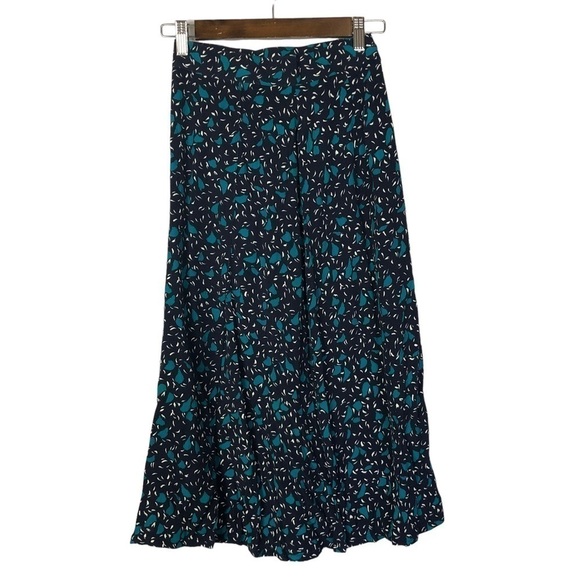 Vintage Dresses & Skirts - Vintage Gianni Petite Blue Printed Midi Skirt 4